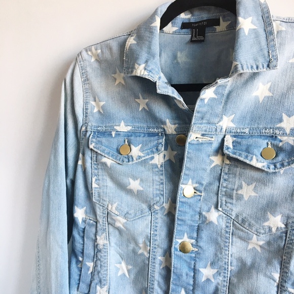 denim jacket with white stars